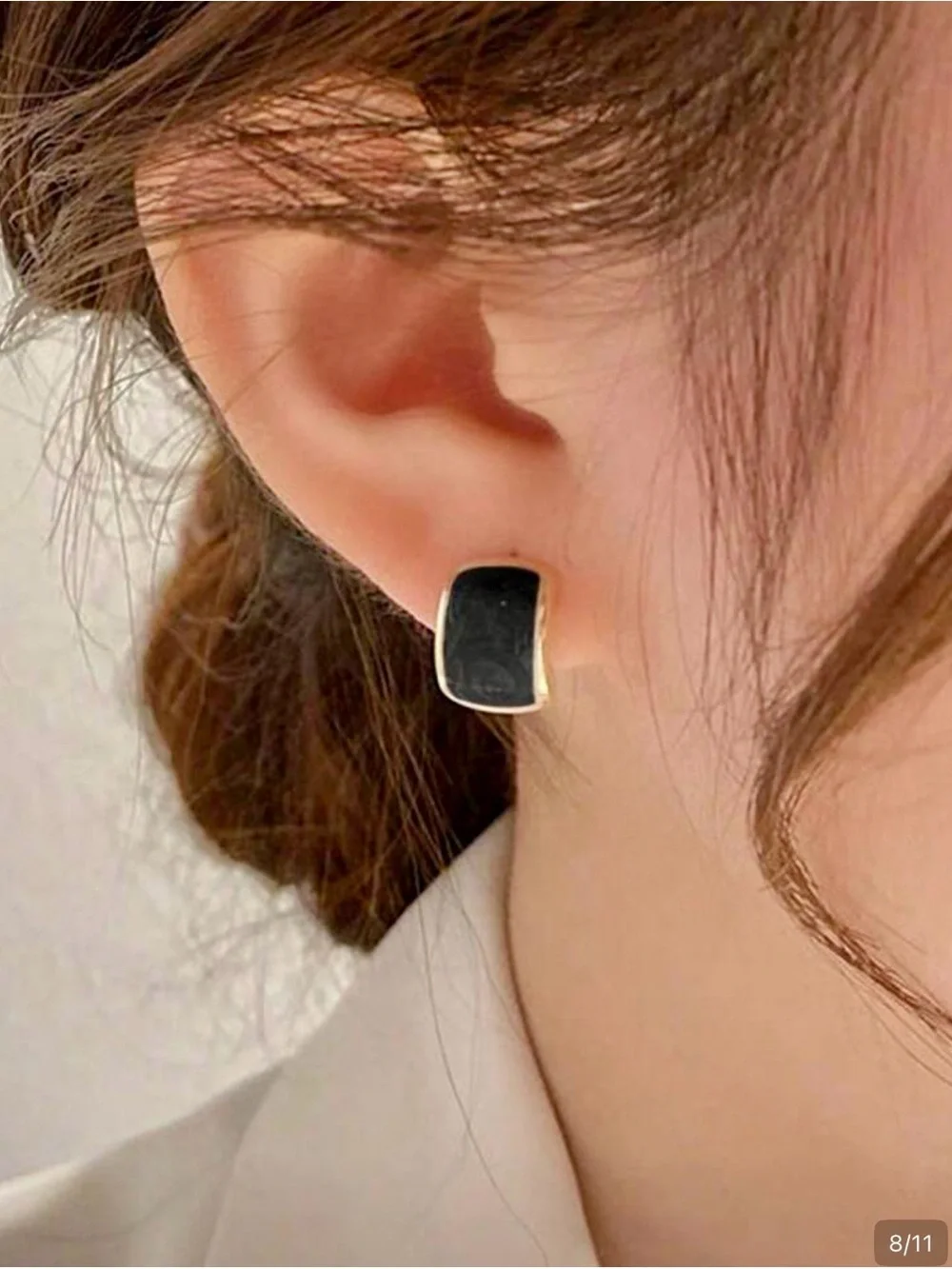 Gold-Trim Resin Stud Earrings in Brown, Black, White, Green, and Red; NWOT